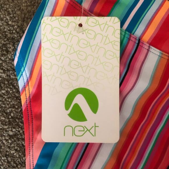 Next NWT Women’s Tavarua High Waist High Leg Bold Colorful Stripe Swim Bottom LG - Picture 3 of 7